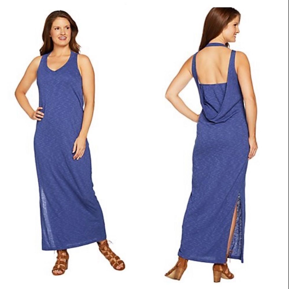 Peace Love World Drape Back Maxi Dress Sz S